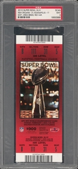2010 Super Bowl XLIV Full Ticket, Red Variation - PSA MINT  9